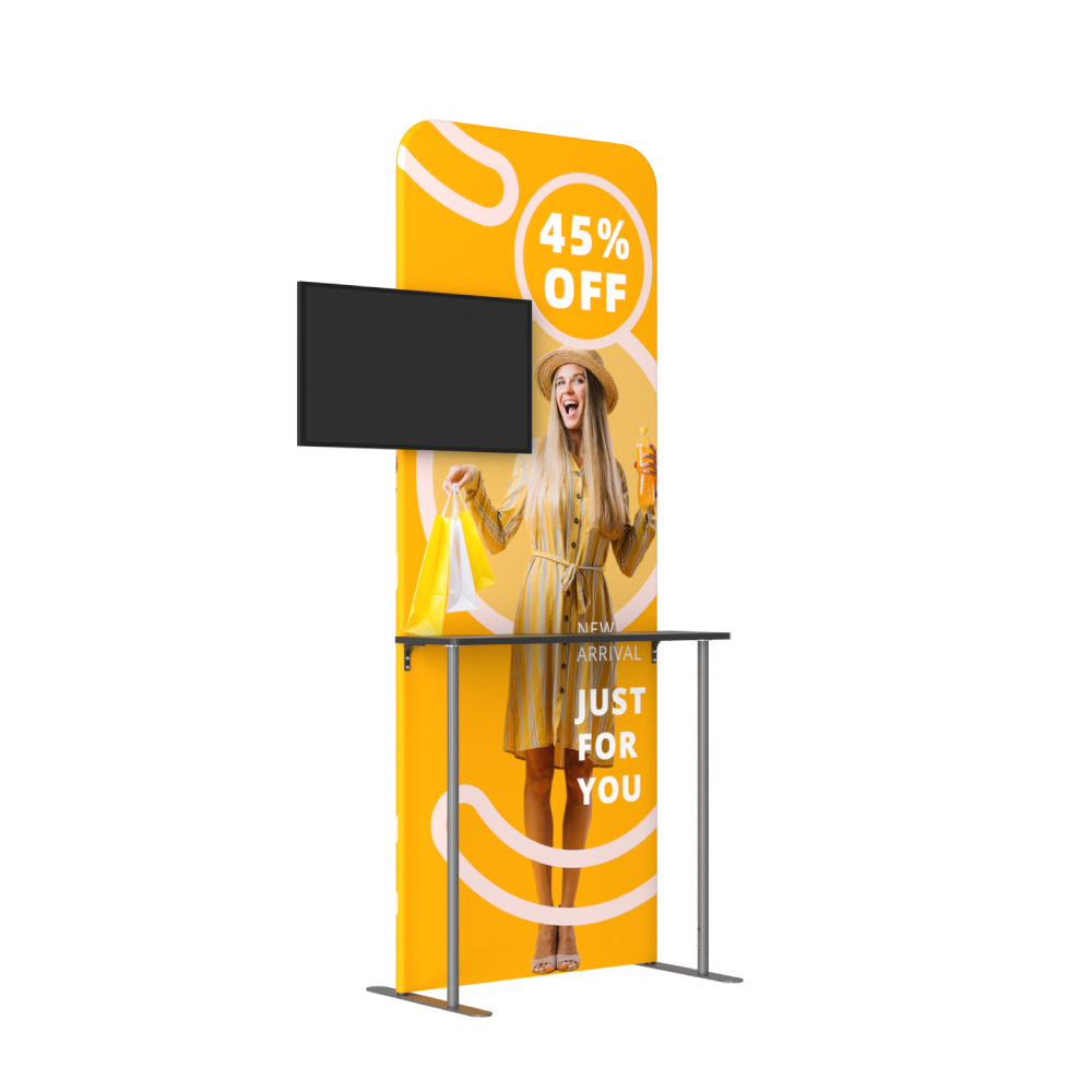 Tension Fabric Stand with Shelf&TV Mount