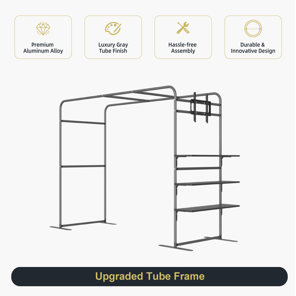  Square Arch Display with Shelves &amp; TV Rack