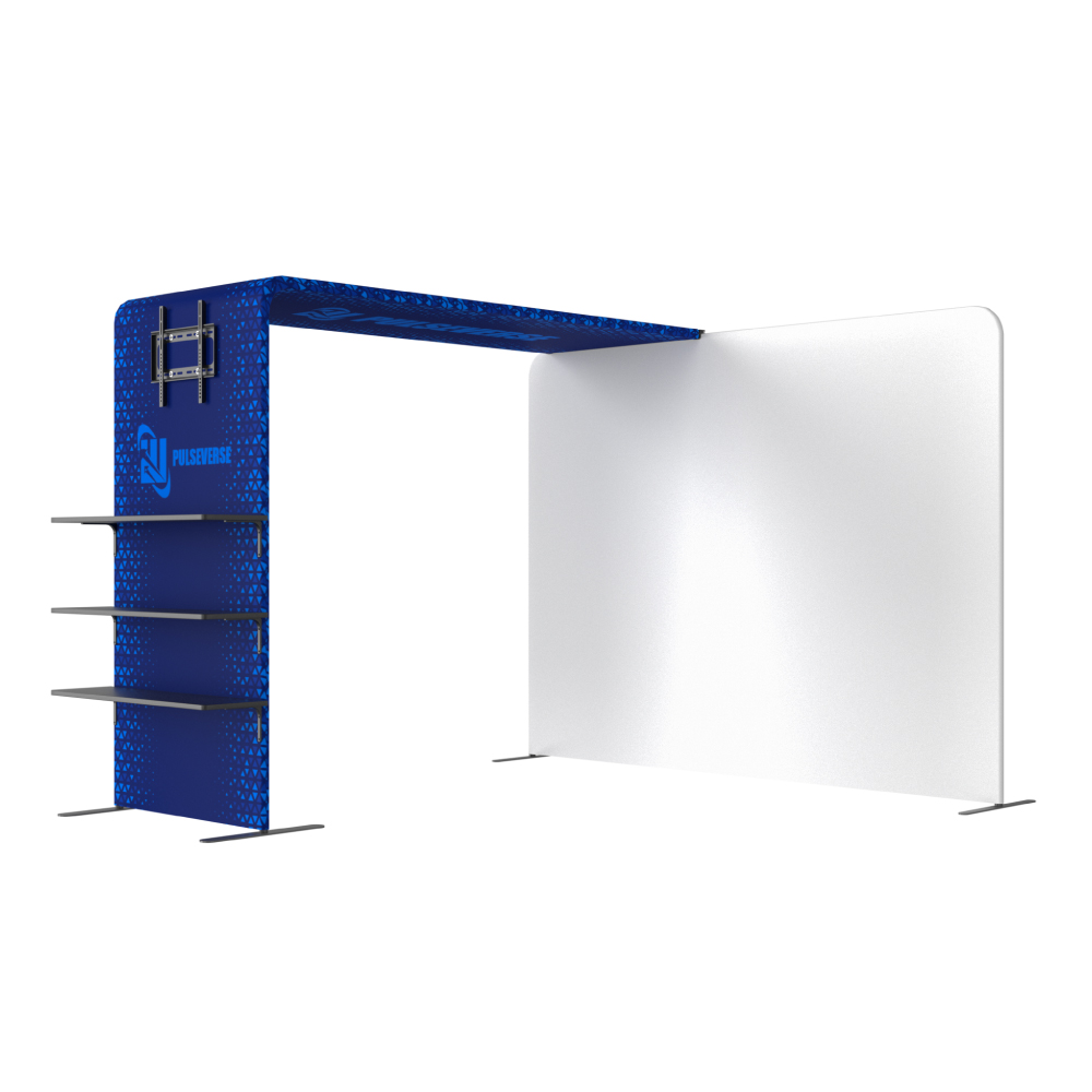L-Shaped Fabric Stand with Shelves & TV Rack