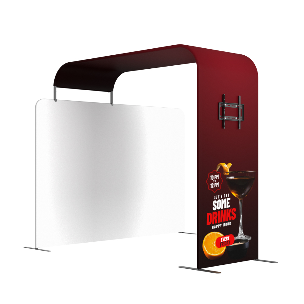 L-Shaped Fabric Display with TV Rack
