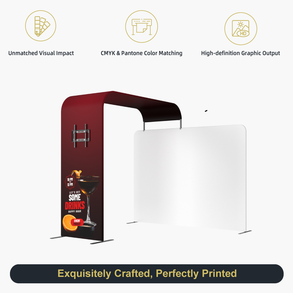 L-Shaped Fabric Display with TV Rack